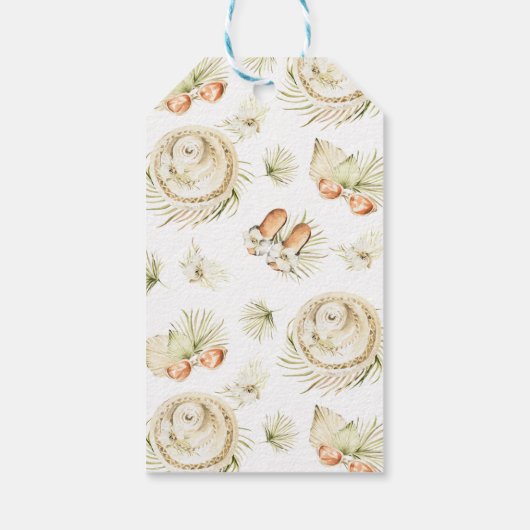 Tropisch strand bruidsfeestje cadeaulabel (Achterkant)