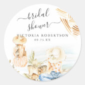 Tropisch Strand Bruidsfeestje Ronde Sticker (Voorkant)