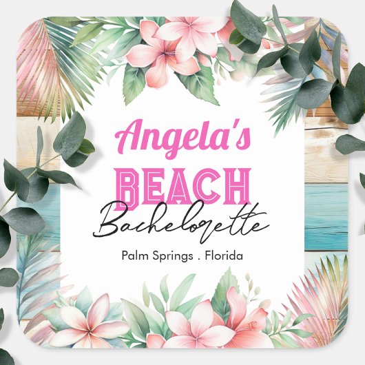 Tropisch Strand Bruidsmeisjesfeest Vierkante Sticker