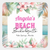 Tropisch Strand Bruidsmeisjesfeest Vierkante Sticker (Voorkant)