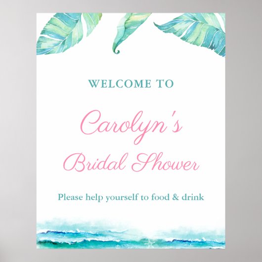 Tropisch strand bruidsshower feest welkomstposter poster (Voorkant)