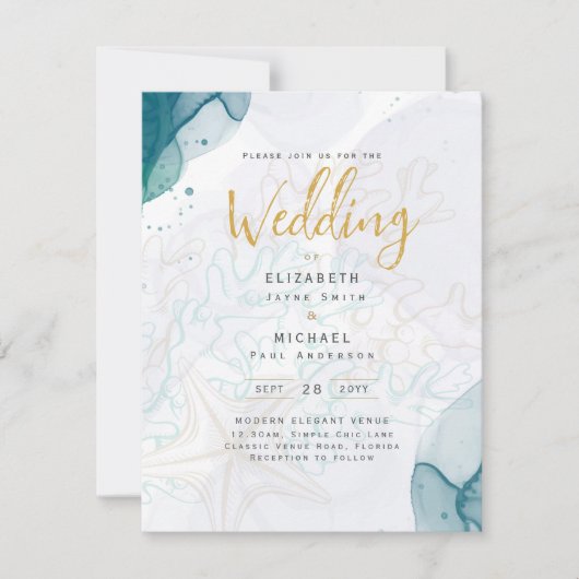 Tropisch strand bruiloft aan de kust kaart (Voorkant)