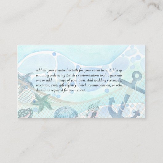 Tropisch strand bruiloft aan de kust visitekaartje (Achterkant)