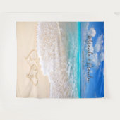 Tropisch strand bruiloft achtergrond met blauwe oc wandkleed (Voorkant (horizontaal))