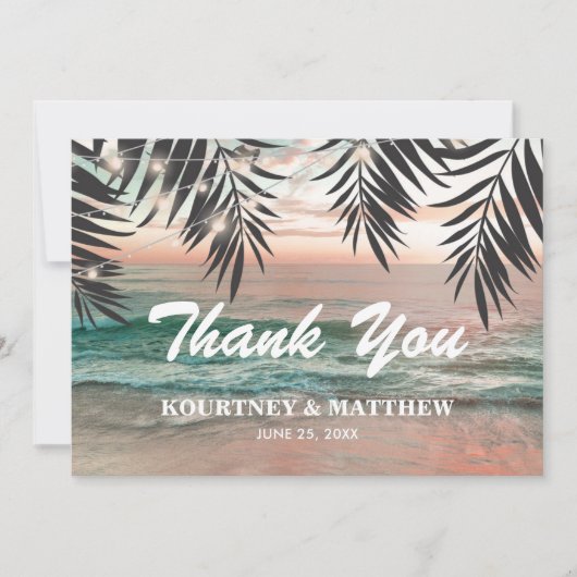 Tropisch strand bruiloft bedankkaart (Voorkant)