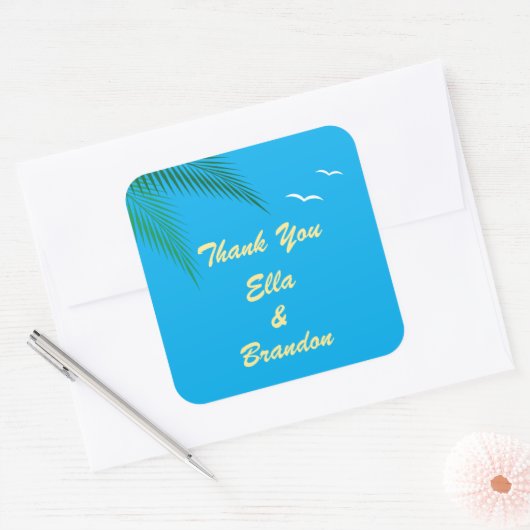 Tropisch strand bruiloft Bedankt Sticker (Envelop)