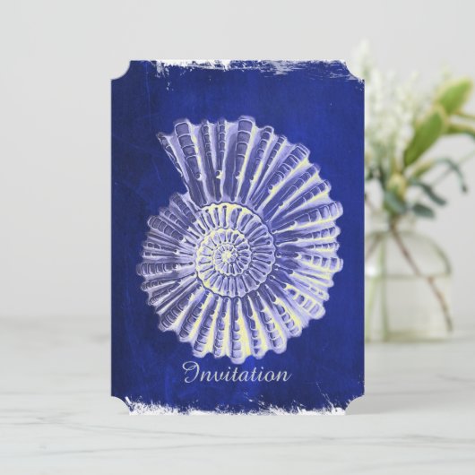 tropisch strand bruiloft Blue Conch schelp Kaart (Staand voorkant)