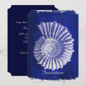 tropisch strand bruiloft Blue Conch schelp Kaart (Voorkant / Achterkant)