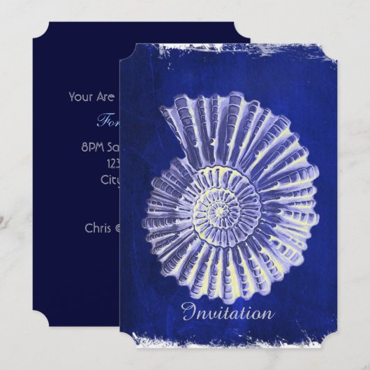 tropisch strand bruiloft Blue Conch schelp Kaart (Voorkant / Achterkant)