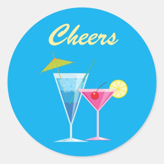 Tropisch strand bruiloft Cheers Sticker (Voorkant)