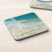 Tropisch strand bruiloft drankjes onderzetter (Linkerzijde)