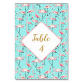 Tropisch strand bruiloft flamingo blauw en roze kaart (Voorkant)