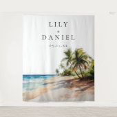 Tropisch strand bruiloft foto achtergrond wandkleed (Voorkant)