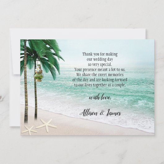 Tropisch strand bruiloft foto Hartelijk dank Bedankkaart (Achterkant)