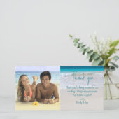 Tropisch strand bruiloft gast Bedankt Fotokaart (Staand voorkant)