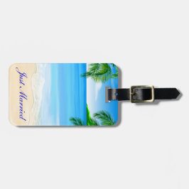 Tropisch strand bruiloft gewoon getrouwd bagagelabel