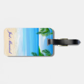 Tropisch strand bruiloft gewoon getrouwd bagagelabel (Achterkant horizontaal)