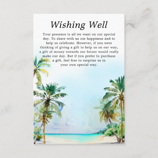 Tropisch strand bruiloft goed wensen informatiekaartje (Voorkant)