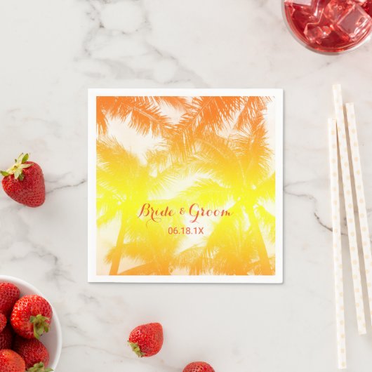 Tropisch strand bruiloft gouden palmbomen servet (Insitu)