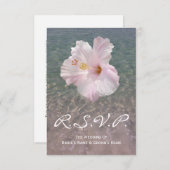 Tropisch strand bruiloft Hibiscus Small RSVP (Voorkant / Achterkant)
