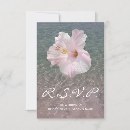 Tropisch strand bruiloft Hibiscus Small RSVP Kaartje (Voorkant)
