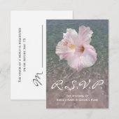 Tropisch strand bruiloft Hibiscus Small RSVP Kaartje (Voorkant / Achterkant)