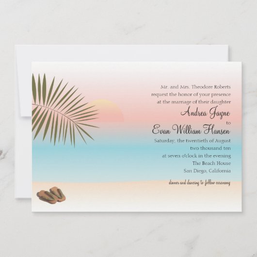 Tropisch strand bruiloft kaart (Voorkant)