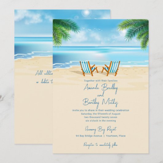 Tropisch strand bruiloft kaart (Voorkant / Achterkant)