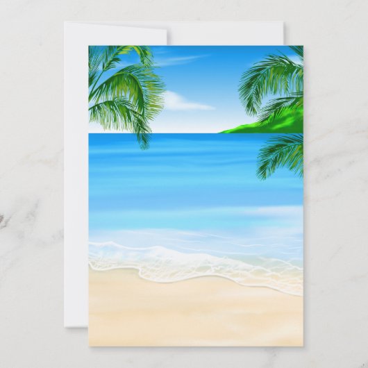 Tropisch strand bruiloft kaart (Achterkant)