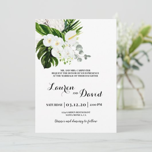 Tropisch strand bruiloft kaart (Staand voorkant)