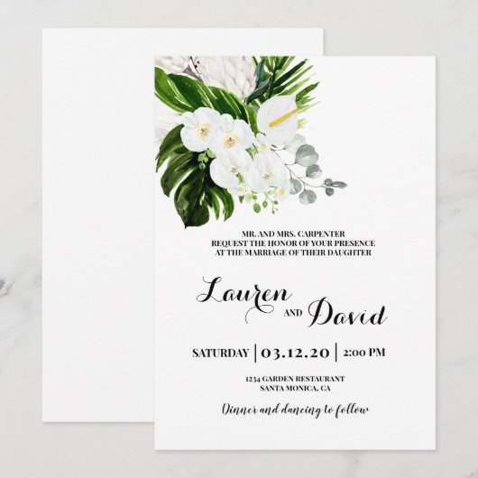 Tropisch strand bruiloft kaart (Voorkant / Achterkant)