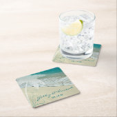 Tropisch strand bruiloft kartonnen onderzetters (Insitu)