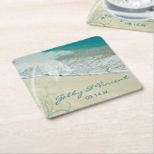 Tropisch strand bruiloft kartonnen onderzetters (Schuin)