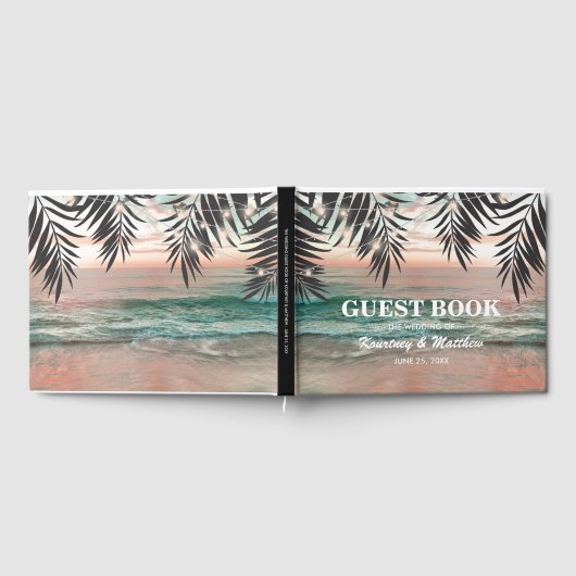 Tropisch strand bruiloft | Koord van lichten Gastenboek (Volledig)
