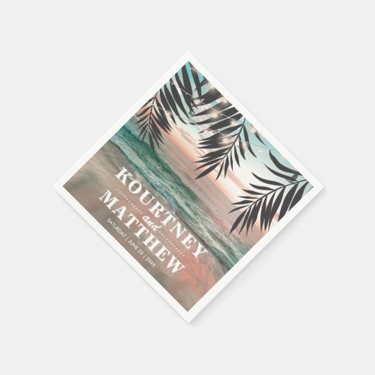 Tropisch strand bruiloft | Koord van lichten Servetten (Hoek)