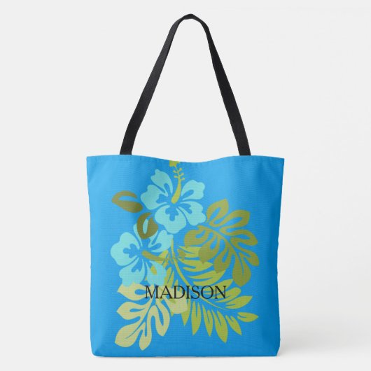 Tropisch strand bruiloft met eervolle naam tote bag (Achterkant)