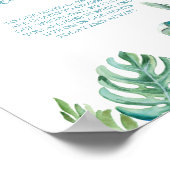 Tropisch strand bruiloft met geliefden bord poster (Hoek)