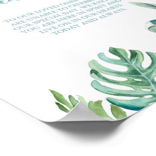 Tropisch strand bruiloft met geliefden bord poster (Hoek)