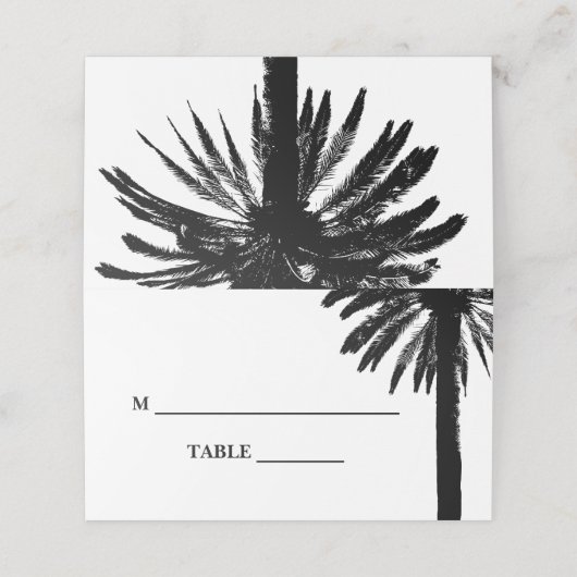 Tropisch strand bruiloft palmboom bladeren silhoue plaatskaartje (Buitenkant ongevouwen)