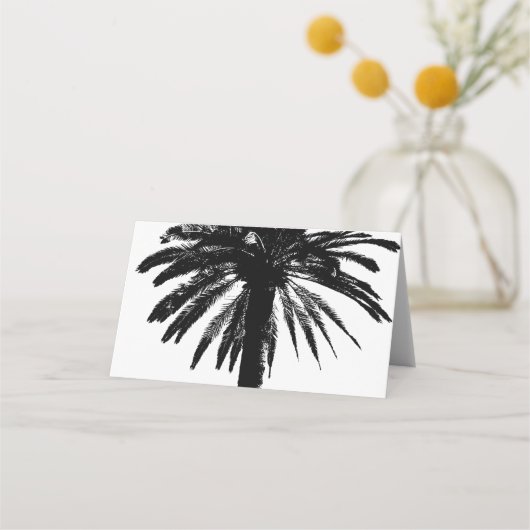 Tropisch strand bruiloft palmboom bladeren silhoue plaatskaartje (Achterkant)