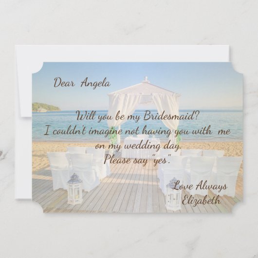 Tropisch strand bruiloft prieel  bruidsmeisje kaar kaart (Achterkant)