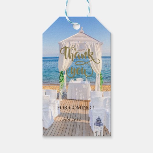 Tropisch strand bruiloft prieel Dank je Cadeaulabel (Voorkant)