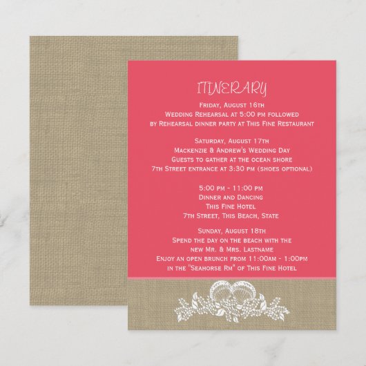 Tropisch strand bruiloft programma (Voorkant / Achterkant)