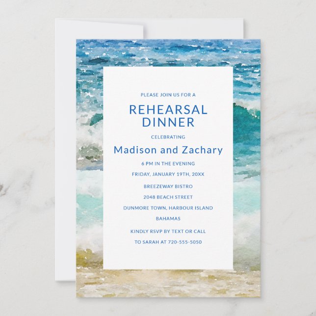 Tropisch strand bruiloft repetitie diner (Voorkant)