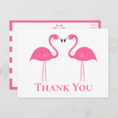 Tropisch strand bruiloft roze flamingo Dank u Briefkaart (Voorkant / Achterkant)
