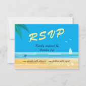 Tropisch strand bruiloft RSVP (Achterkant)