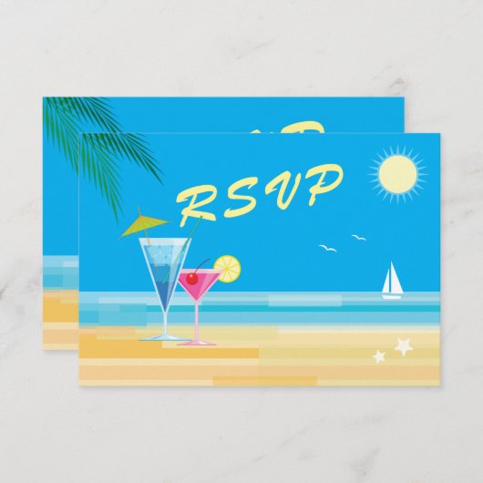 Tropisch strand bruiloft RSVP (Voorkant / Achterkant)