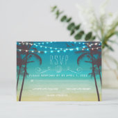 Tropisch strand bruiloft RSVP Card Palm Tree (Staand voorkant)