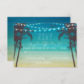 Tropisch strand bruiloft RSVP Card Palm Tree (Voorkant / Achterkant)