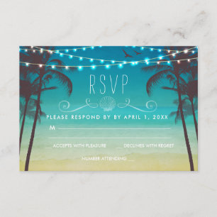 Tropisch strand bruiloft RSVP Card Palm Tree Kaartje